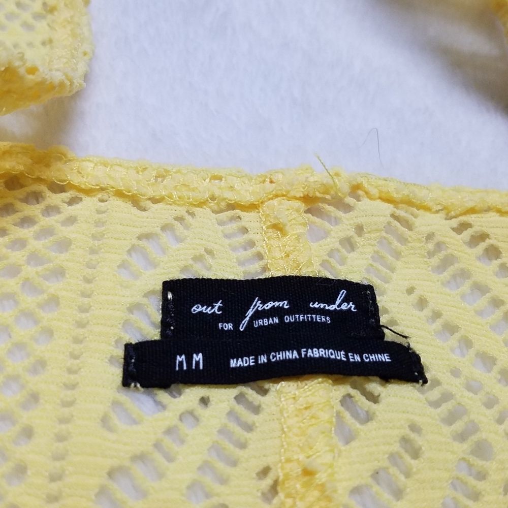URBAN Outfitters Out From Under Cameron Yellow Crochet Cutout Bodysuit Medium - Picture 4 of 12